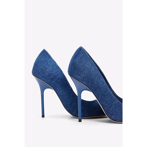 Good American Women's Emma Blue Denim Stiletto Heel Pumps Size 6.5 NEW With Box - Picture 4 of 5